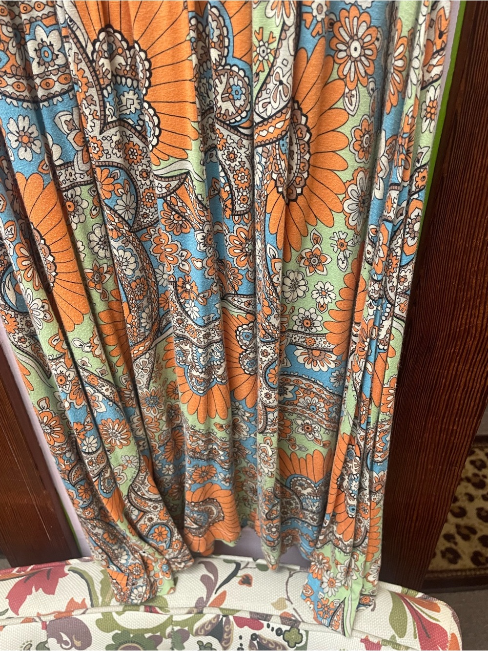 Betsey Johnson Orange and Aqua Floral Paisley Maxi Dress - Picture 9 of 10